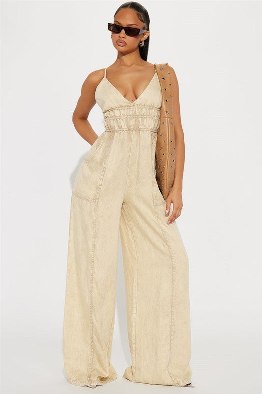 The Serena Mineral wash Jumpsuit